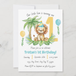 Convite de Aniversário de 1º Ano Lion Safari