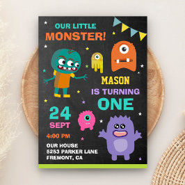 Convite de Aniversário de 1º Ano Little Monster
