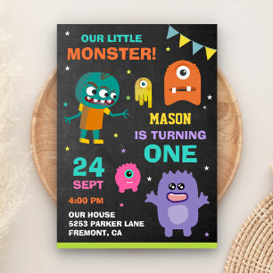 Convite de Aniversário de 1º Ano Little Monster