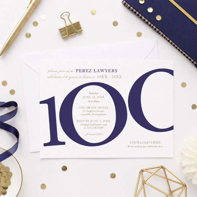 Convite de Aniversário de 100 Anos de Negócios (Criador carregado)