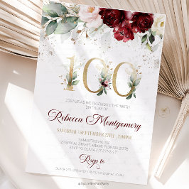 convite de aniversário de 100 anos Elegante Marco