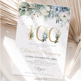 Convite de aniversário de 100 anos marco elegante
