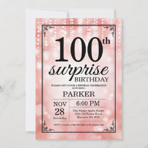 Convite de Aniversário de 100 anos Surpresa Brilho