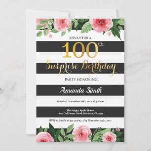 Convite de Aniversário de 100 anos surpresa Mulher