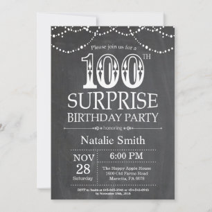 Convite de Aniversário de 100 anos Surpresa Quadro