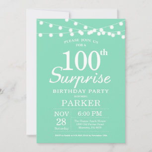 Convite de Aniversário de 100 anos Surpresa Verde 