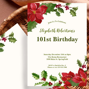 Convite de Aniversário de 101 Anos com Flora Elega