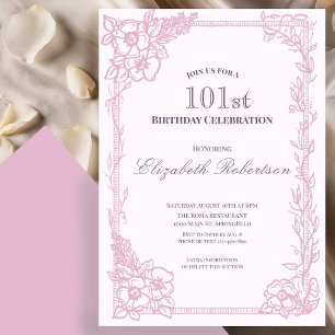 Convite de Aniversário de 101 Anos Feminino com Bo