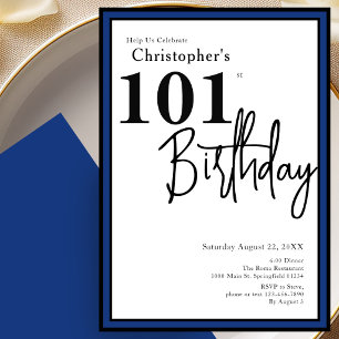 Convite de Aniversário de 101 anos Moderno Elegant