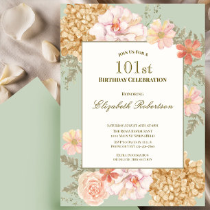 Convite de Aniversário de 101 anos Outono Floral S