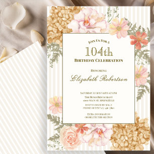 Convite de Aniversário de 104 Anos Cores de Outono