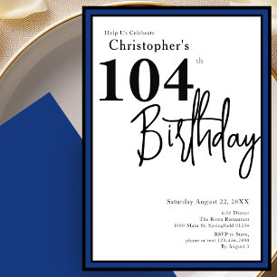 Convite de Aniversário de 104 Anos Moderno Azul El