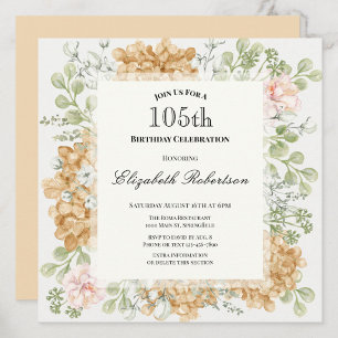 Convite de Aniversário de 105 Anos em Cores Elegan
