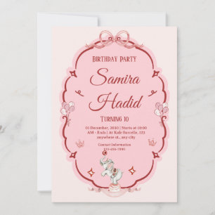 Convite de Aniversário de 10 anos com Floral Rosa 