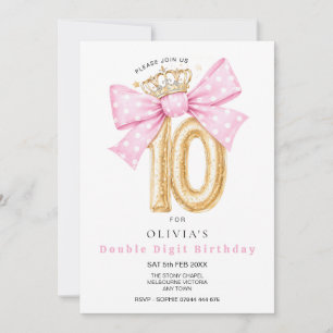Convite de Aniversário de 10 anos com Laço de Dígi