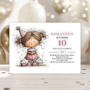 Convite de Aniversário de 10 Anos da Menina Capric