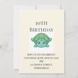 Convite de Aniversário de 10 anos do Bebê Tartarug