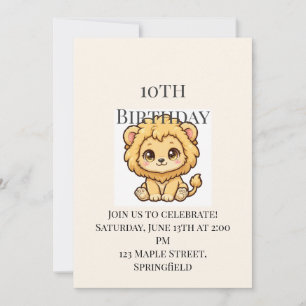 Convite de Aniversário de 10 Anos do Leãozinho Fof