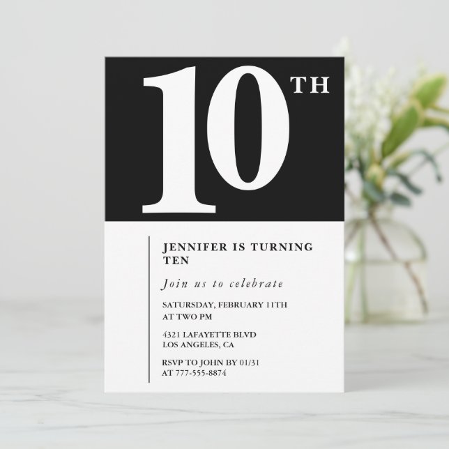 Convite de aniversário de 10 anos para meninas Pre (Em pé/Frente)