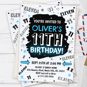Convite de Aniversário de 11 anos do Boy Doodle