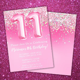 Convite de Aniversário de 11 anos Rosa Brilho Femi