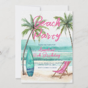 Convite de Aniversário de 12 anos Festa na Praia