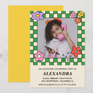 Convite de aniversário de 12 anos para menina Flor