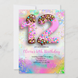 Convite de Aniversário de 12 Anos para Meninas