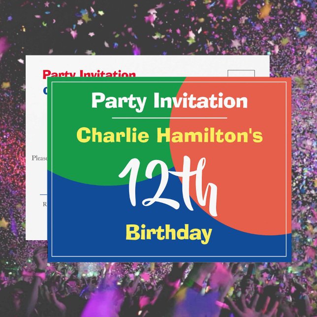 Convite de Aniversário de 12 Anos Postcard (Criador carregado)