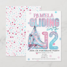 Convite de aniversário de 12 de patinação