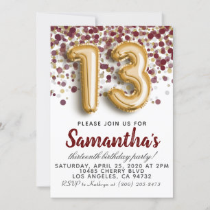 Convite de aniversário de 13