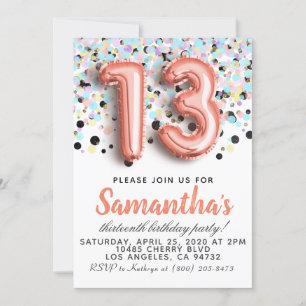 Convite de aniversário de 13
