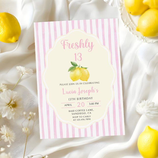 Convite de Aniversário de 13 anos Lemonade Lemon F (Criador carregado)