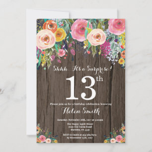 Convite de Aniversário de 13 anos Surpresa Floral 