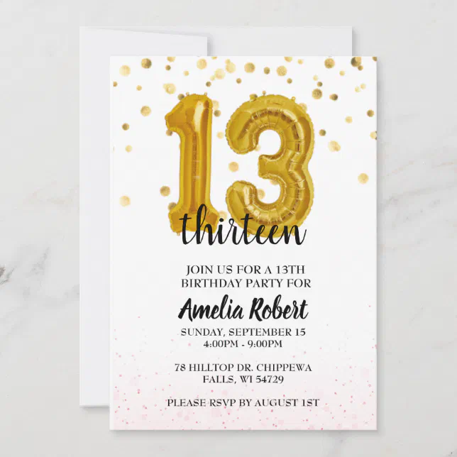 Convite de Aniversário de 13 Treze Convidados Edit | Zazzle Brasil
