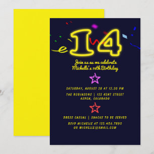 Convite de Aniversário de 14 Anos com Letreiro de