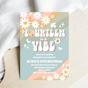 Convite de Aniversário de 14 Anos com Tema Retrô