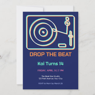Convite de Aniversário de 14 anos para DJ Turntabl