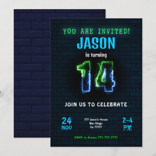 Convite de Aniversário de 14 anos para Menino