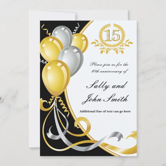 Convite de Aniversário de 15º Aniversário em Ouro  (Frente)
