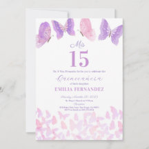 Convite de Aniversário de 15 Anos Butterfly Quince