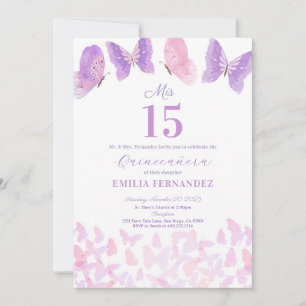 Convite de Aniversário de 15 Anos Butterfly Quince