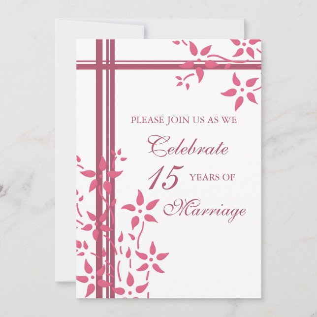 Convite de Aniversário de 15 Anos com Floral Rosa (Frente)