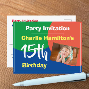 Convite de Aniversário de 15 Anos com Postcard de