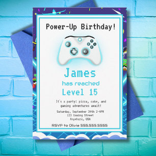 Convite de Aniversário de 15 anos Feliz Gamer Crít