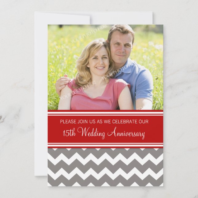 Convite de aniversário de 15 anos Foto Vermelho Ci (Frente)
