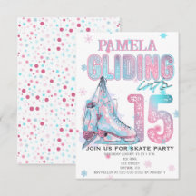 Convite de aniversário de 15 de patinação