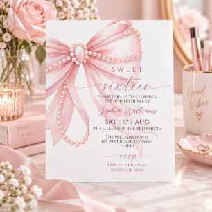 Convite de Aniversário de 16 anos Budget Pearl Pin