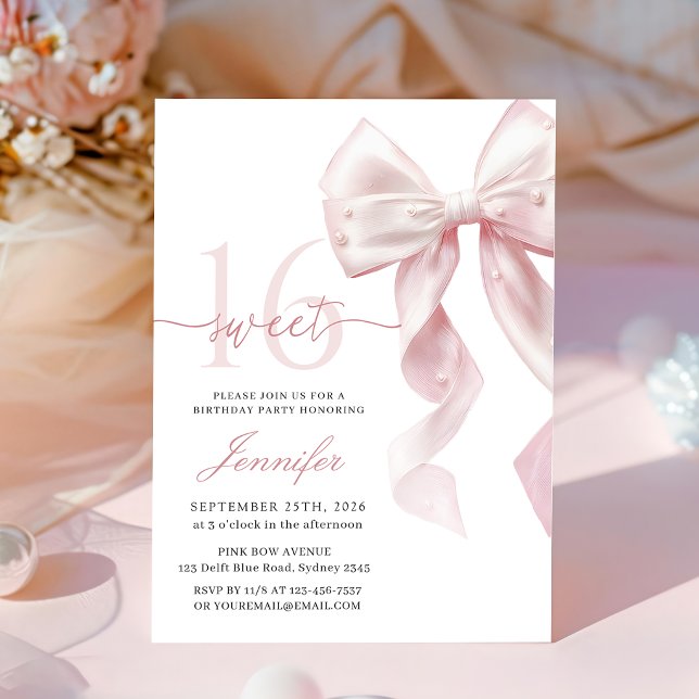 Convite de Aniversário de 16 Anos Doce Arco Rosa B (Criador carregado)