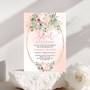 Convite de Aniversário de 16 Anos Doce com Rosas C